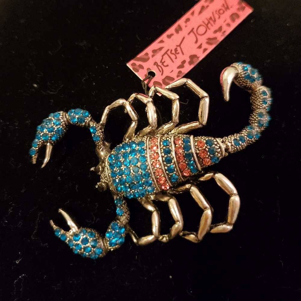 Betsey Johnson Silver & Turquoise Scorpion Brooch Pin